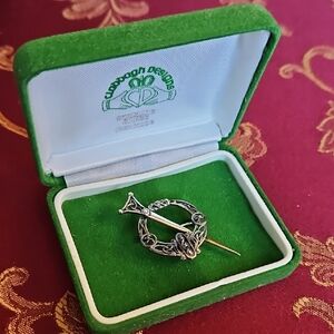 Celtic Silver Brooch Claddagh Design
